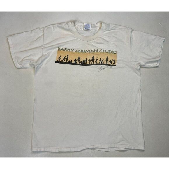 VINTAGE Barry Seidman Studio 1999 Graphic T-shirt Men Large White 90s - Picture 1 of 9